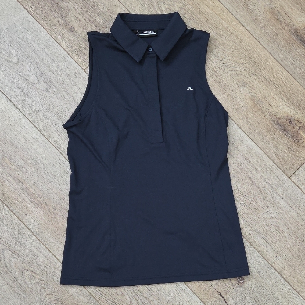 J.Lindeberg Blue Sleeveless Fitted Polo Tank